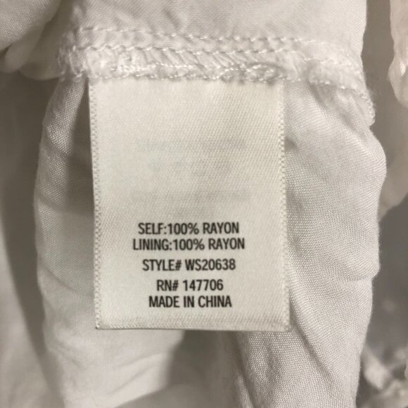 BLUE‎ RAIN  White Emboridered Textured  Flowy Lightly Sheer S/S Blouse Sz L - Picture 8 of 9